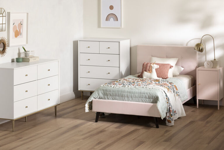 Dylane Metal 1-Door Nightstand Pale Pink