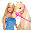 Barbie Doll, Blonde, Wearing Riding Outfit with Helmet, and Light Brown Horse with Soft White Mane and Tail
