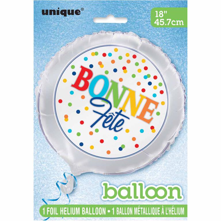 Ballon aluminium rond, 18 " - Polka Dot Bonne Fete - Édition française