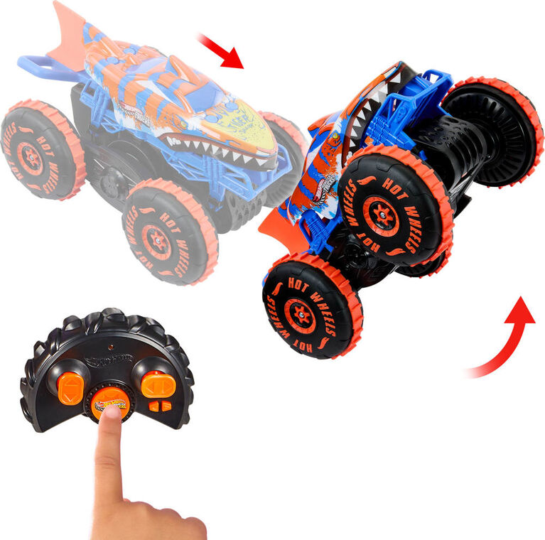 Hot Wheels Monster Trucks-V&eacute;hicule Tiger Shark Escaladeur-&agrave; piles