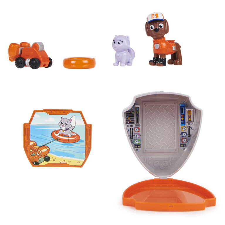 PAW Patrol, Big Truck Pups, Figurine articulée Zuma avec drone de sauvetage à clipser, centre de commande et animal