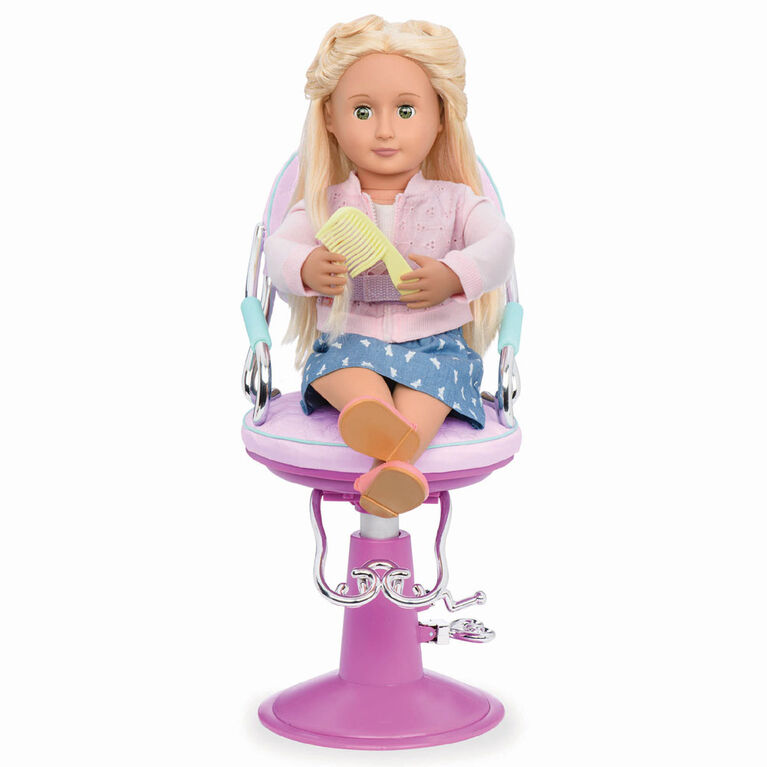 Our Generation, Sitting Pretty Salon Chair, Hairstyling Playset for 18-inch Dolls - Purple