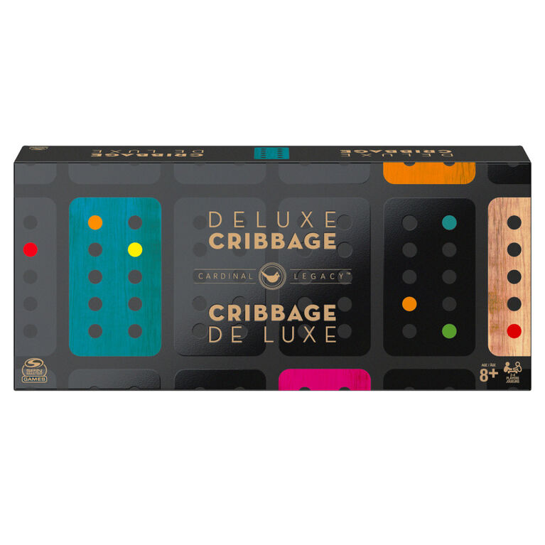 Legacy Deluxe Cribbage Classic Game with Lined Wooden Case and Colored Metal Movers