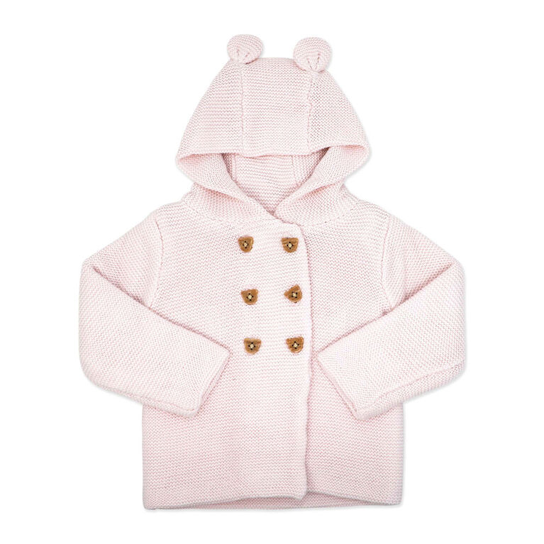 Baby Mode 2 Piece Hooded Knit Set: Pink 3-6M