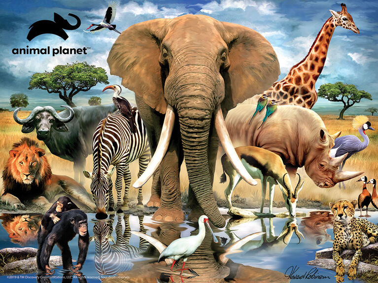 Planète Animale - Oasis Africaine - 100 pc Casse-tête Super 3D avec 3 figurines