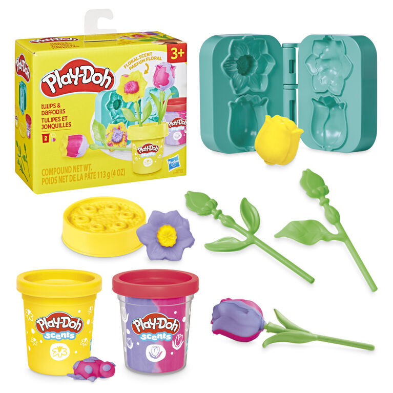Play-Doh Tulipes et jonquilles, coffret de pâte à modeler, loisirs créatifs