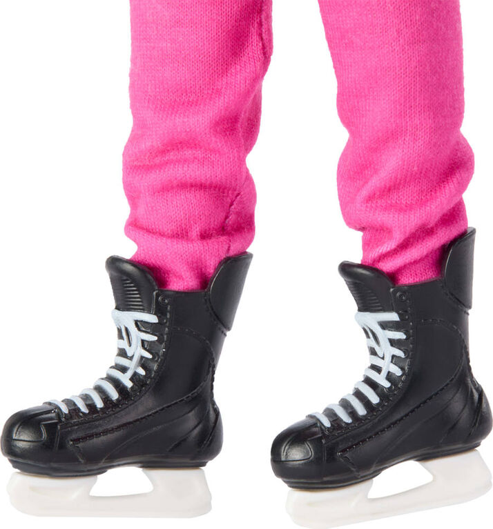 Barbie Tim Hortons PWHL Fashion Doll in Pink, Purple, & Teal Hockey Jersey, Includes Hockey Accessories