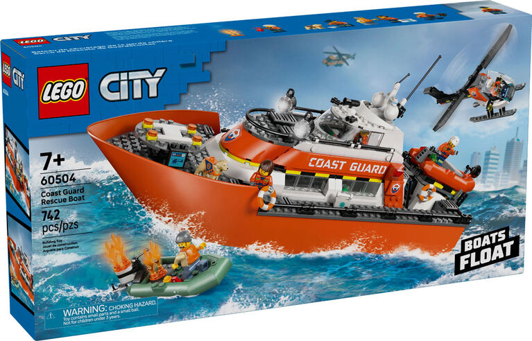 LEGO City Coast Guard Rescue Boat & Helicopter Building Toys for Kids, Ages 7+ - 60504