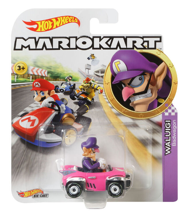 Assortiment de répliques Mario Kart Waluigi Badwagon Hot Wheels en métal moulé sous pression