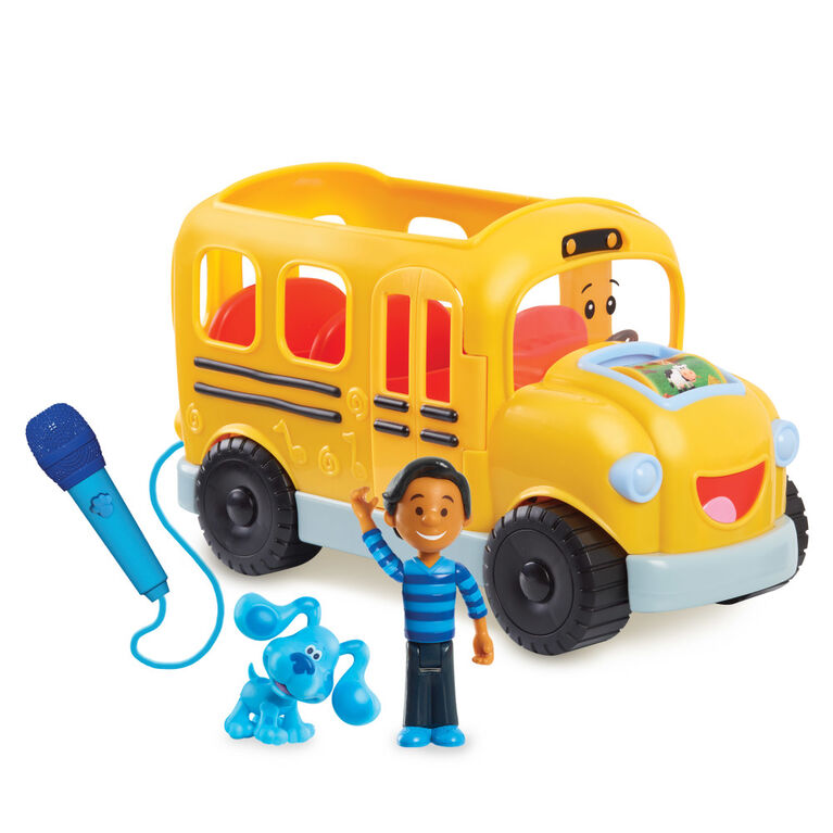 Blue's Clues and You! Sing-Along School Bus with Josh and Blue Figures, Includes Microphone and Plays 3 Songs - R Exclusive