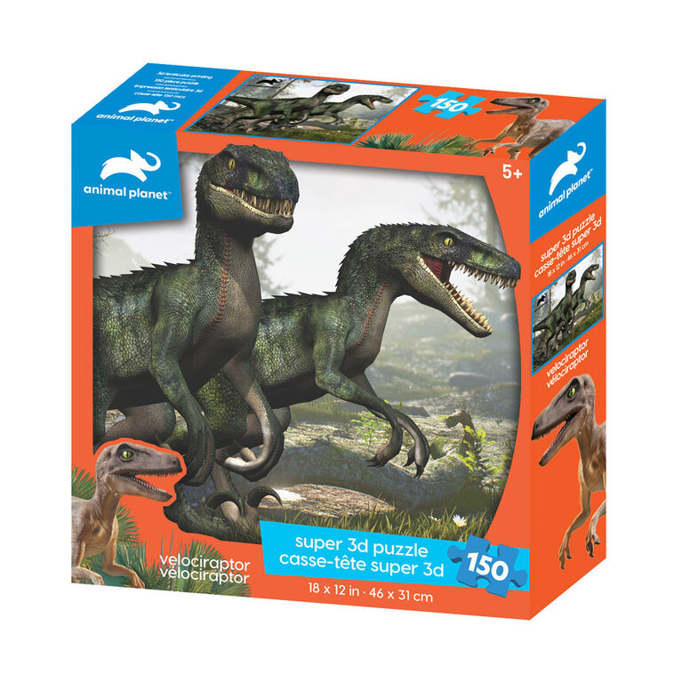 Planète Animale - Velociraptor - 150 pc Casse-tête Super 3D - Notre exclusivité