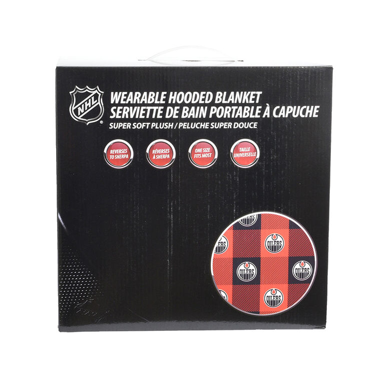 NHL Edmonton Oilers Oversized Wearable Sherpa Hooded Blanket, One Size Fits Most