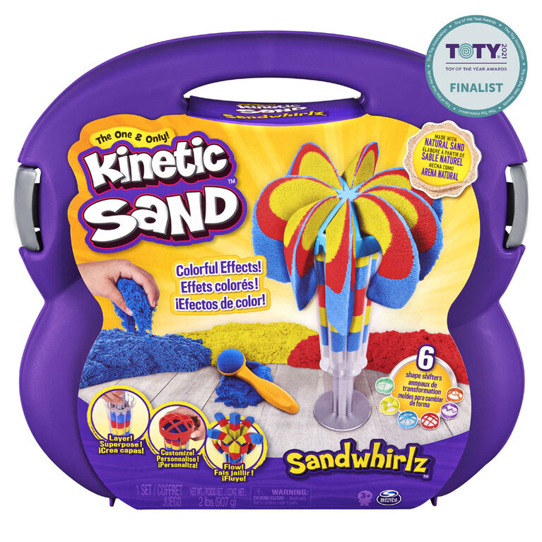 Kinetic Sand, Coffret Sandwhirlz avec 3 couleurs de sable Kinetic Sand (907 g) et plus de 10 outils