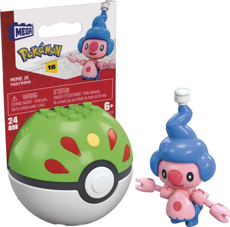 MEGA Pokemon Mime Jr. building set with 24 pieces and Poke Ball
