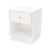 Litchi 1-Drawer Nightstand - End Table with Storage- Pure White