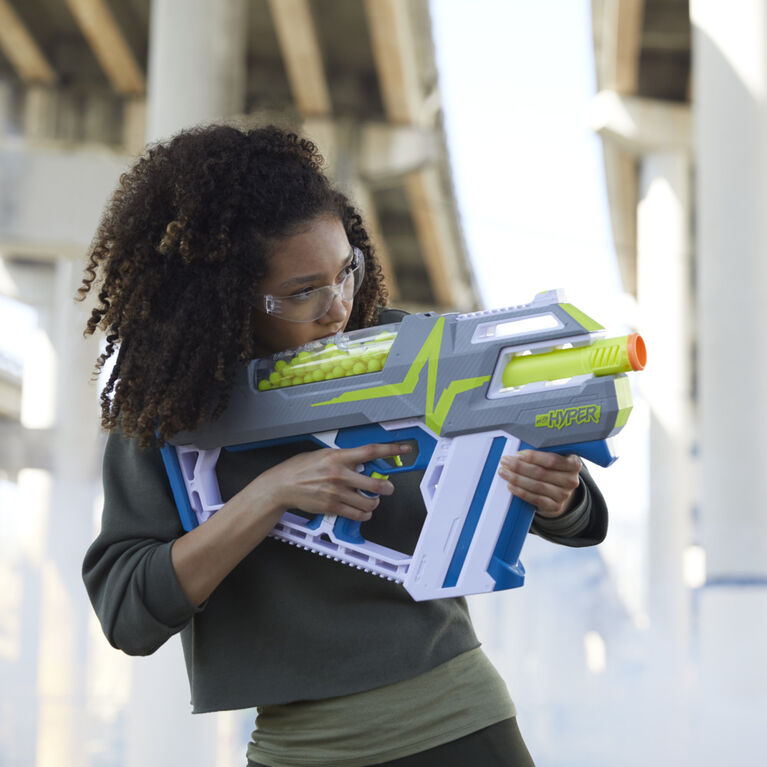 Nerf Hyper, blaster motorisé Mach-100, inclut 80 billes en mousse Nerf Hyper