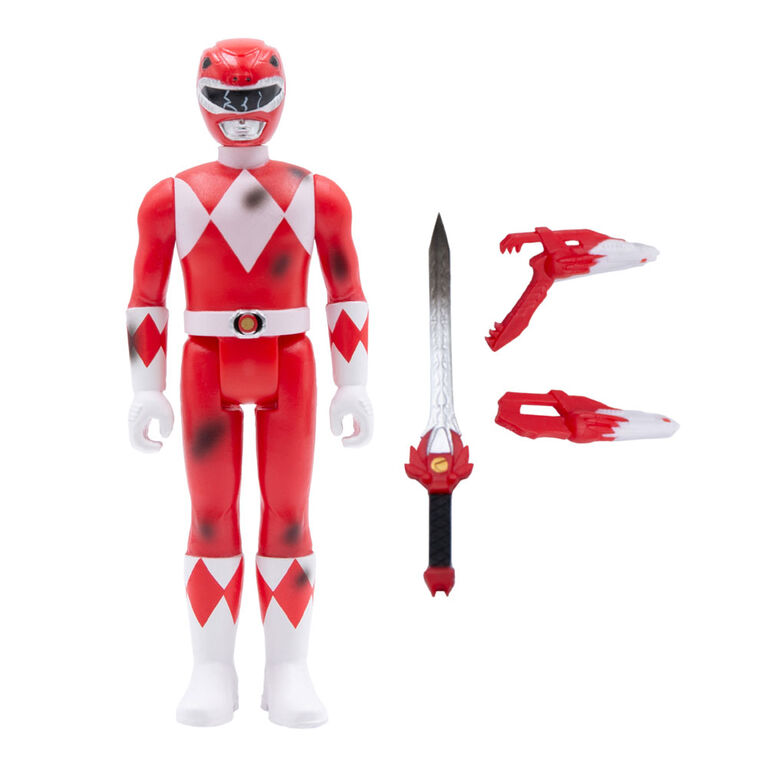 Figurine de réaction des Power Rangers de Mighty Morphin - Red Ranger (Bataille endommagée)