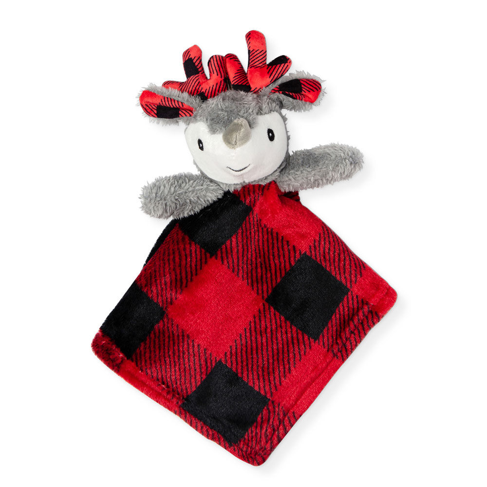 Jesse & Lulu Reindeer Plaid Blanket Set