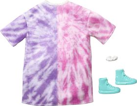 Barbie Fashion Pack of Doll Clothes, Tie-dye Sweatshirt Dress, Bracelet and Blue Hi-top Sneakers