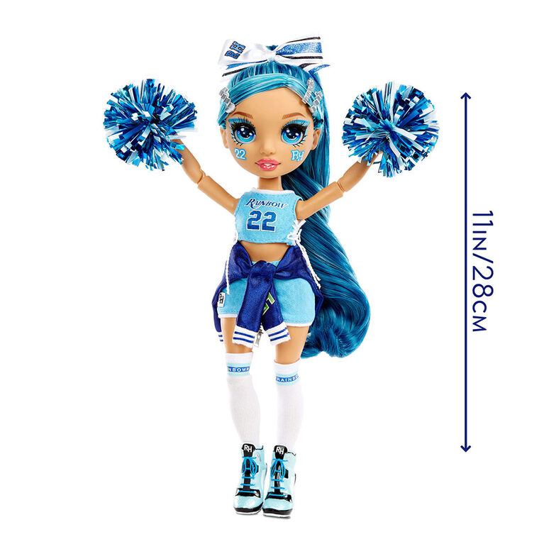 Rainbow High Cheer Skyler Bradshaw - Poupée-mannequin bleue avec pompons