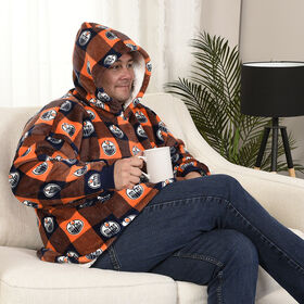 NHL Edmonton Oilers Oversized Wearable Sherpa Hooded Blanket, One Size Fits Most