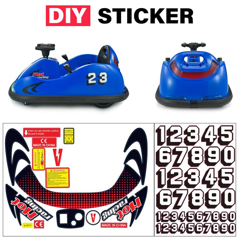 Voltz Toys Bumper Car Rectangular 360 Rotation with Remote, Blue