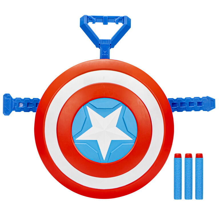 Marvel Mech Strike Mechasaurs, Blaster Redwing Nerf de Captain America, 3 fléchettes, jouet de déguisement de super-héros