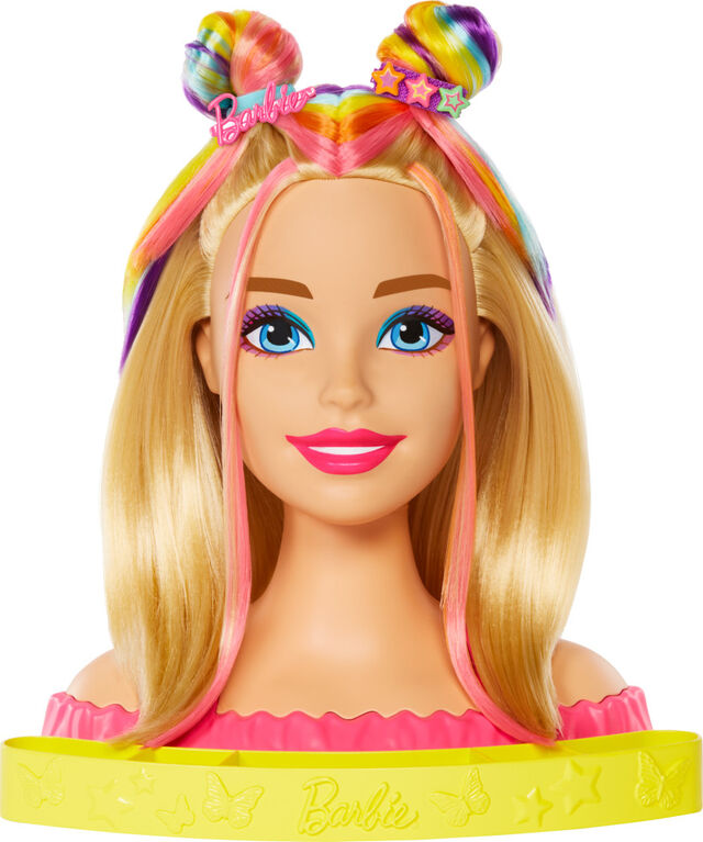 Barbie Deluxe Styling Head with Color Reveal Accessories and Blonde Neon Rainbow Hair