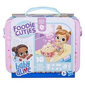 Baby Alive Foodie Cuties, Surprise Toy with Accessories, 10 Surprises in Lunchbox-Style Case