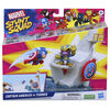 Marvel Stunt Squad Tower Smash Playset with Captain America and Thanos 1.5 Inch Action Figures