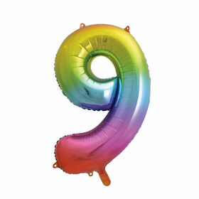 Ballon en aluminium en forme de nombre arc-en-ciel 34 " - 9