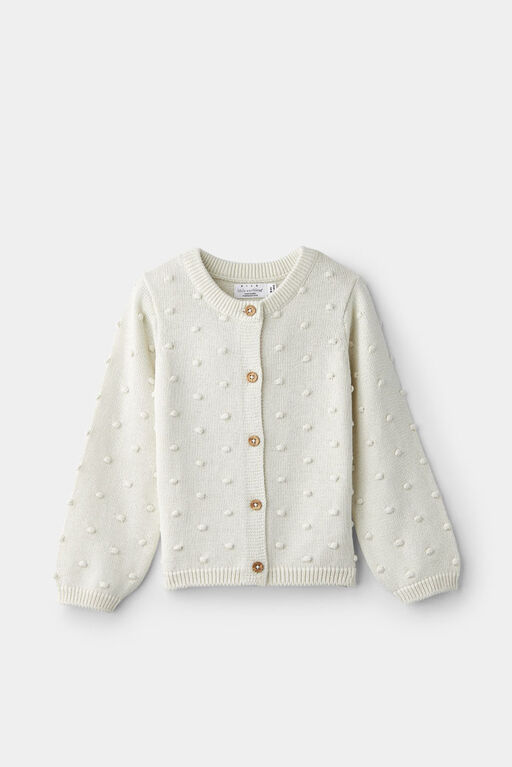 RISE Little Earthling Popcorn Cardigan White