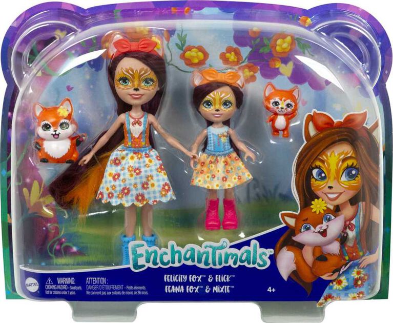 Enchantimals Felicity Fox & Flick and Feana Fox Sister Dolls & Mixte