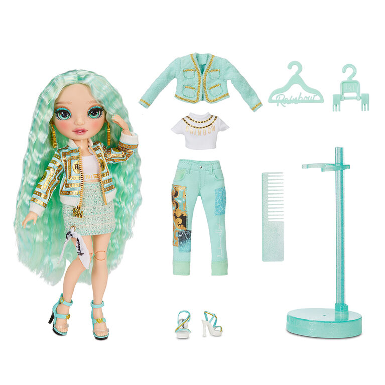 Rainbow High Daphne Minto - Poupée-mannequin vert menthe (vert clair) avec 2 tenues à agencer et associer et accessoires de poupée