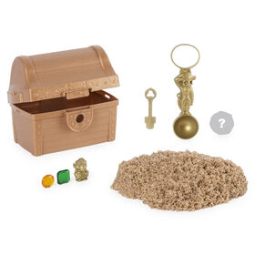 Kinetic Sand, Coffret Trésor enfoui avec 170 g de sable modelable et un outil caché surprise (les styles peuvent varier)