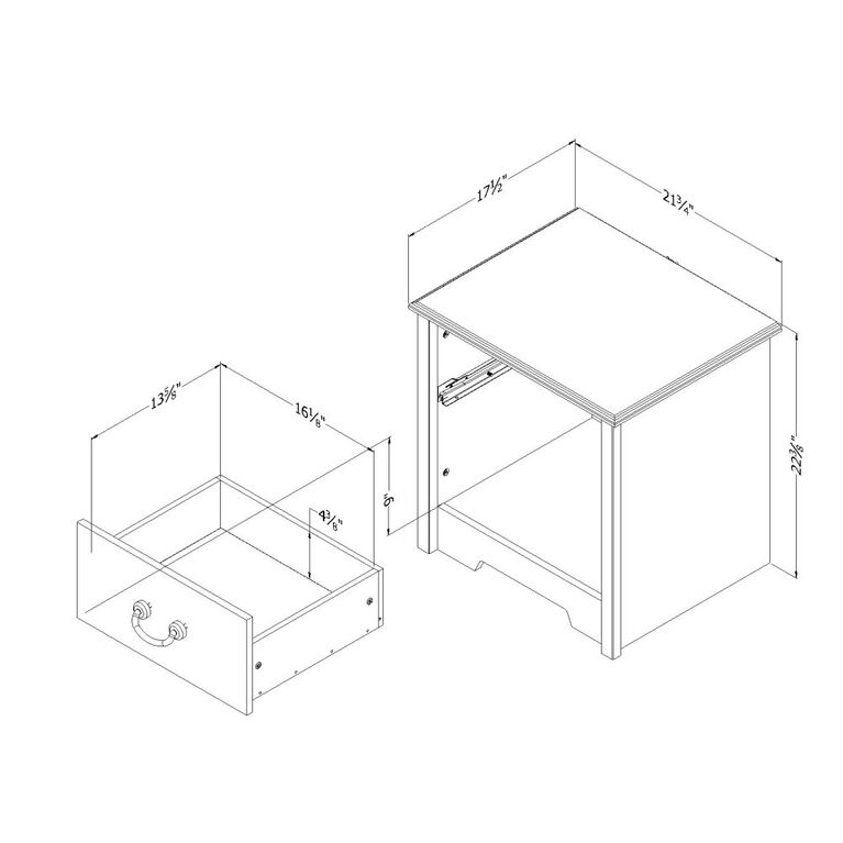 Aviron Table de chevet 1 tiroir Myrtille