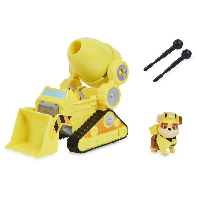 PAW Patrol, Rubble's Deluxe Movie Transforming Toy Car with Collectible Action Figure