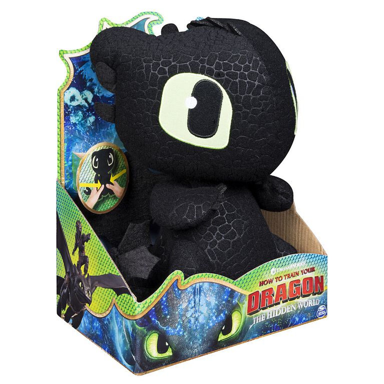 How To Train Your Dragon, Squeeze & Growl Toothless, 10-Inch Plush Dragon with Sounds