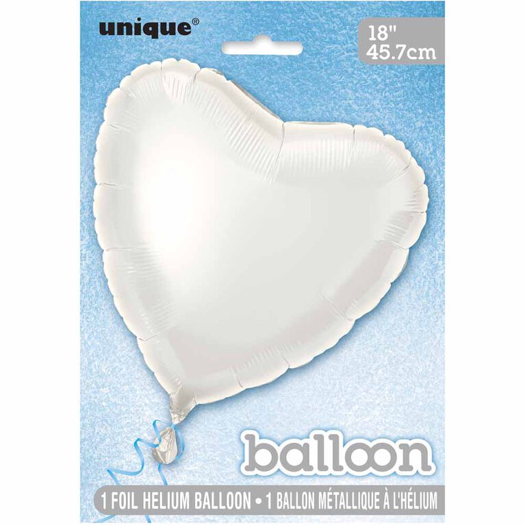 Ballon Aluminum En Forme De Coeur 18 Po - Blanc