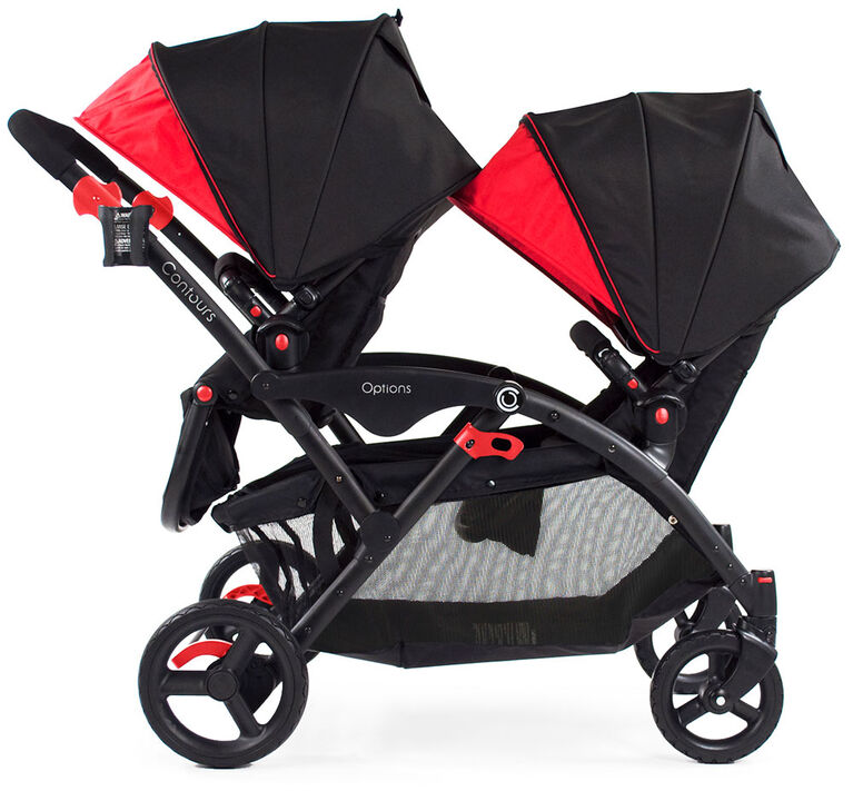 Poussette tandem Contours Options - noir/rouge - Notre exclusivité