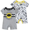 Batman Newborn Future Superhero 2 Pack Rompers 3-6M Grey