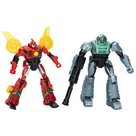 Transformers EarthSpark Cyber-Combiner, figurines Terran Twitch et Robby Malto