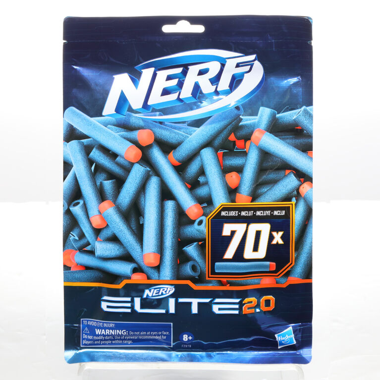 Nerf Elite 2.0, Recharge de 70 fléchettes en mousse Nerf Elite 2.0 officielles, compatibles avec les blasters utilisant les fléchettes Elite