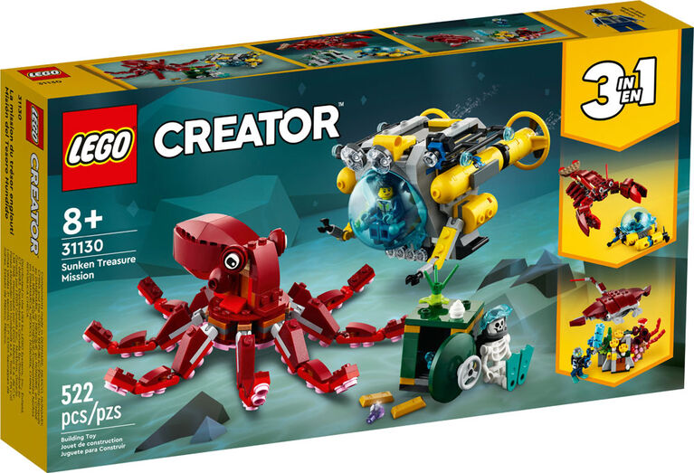 LEGO Creator 3in1 Sunken Treasure Mission 31130 Building Kit (522 Pieces)