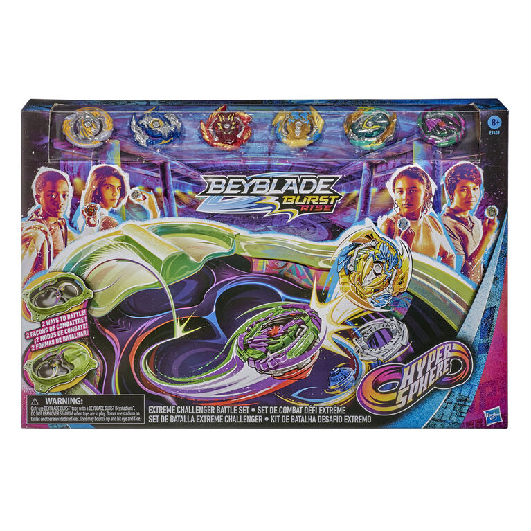 Beyblade Burst Rise Hypersphere Extreme Challenger Battle Set -- Set with Beystadium, 6 Battling Top Toys and 2 Launchers - R Exclusive