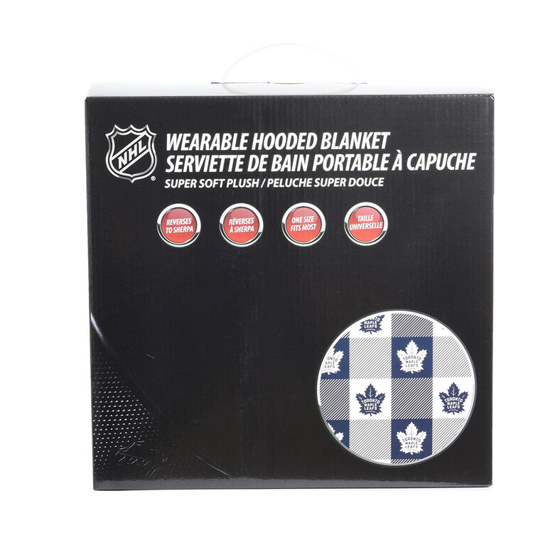 NHL Toronto Maple Leafs Oversized Wearable Sherpa Hooded Blanket, One Size Fits Most
