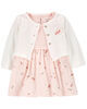 Ensemble 2 pi&egrave;ces Robe cache-couche et cardigan Carter&rsquo;s, Rose &ndash; 9M