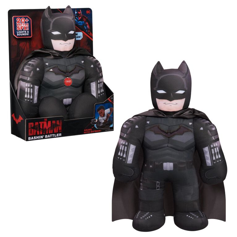 The Batman Bashin' Battler Batman Talking 18-Inch Plush Toy with Light-up Chest and Action Phrases - English Edition