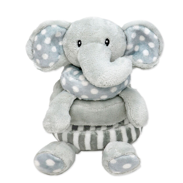 Jouet d’activité à empiler en peluche Bab & Tot : Éléphant gris