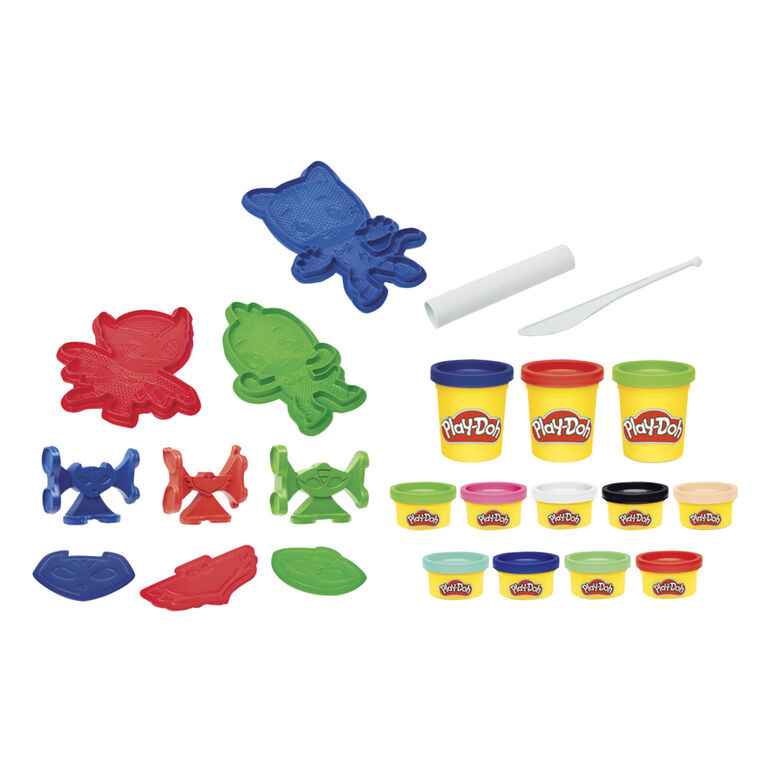 Play-Doh Coffret Pyjamasques activités d'arts plastiques, 12 pots de pâte à modeler atoxique